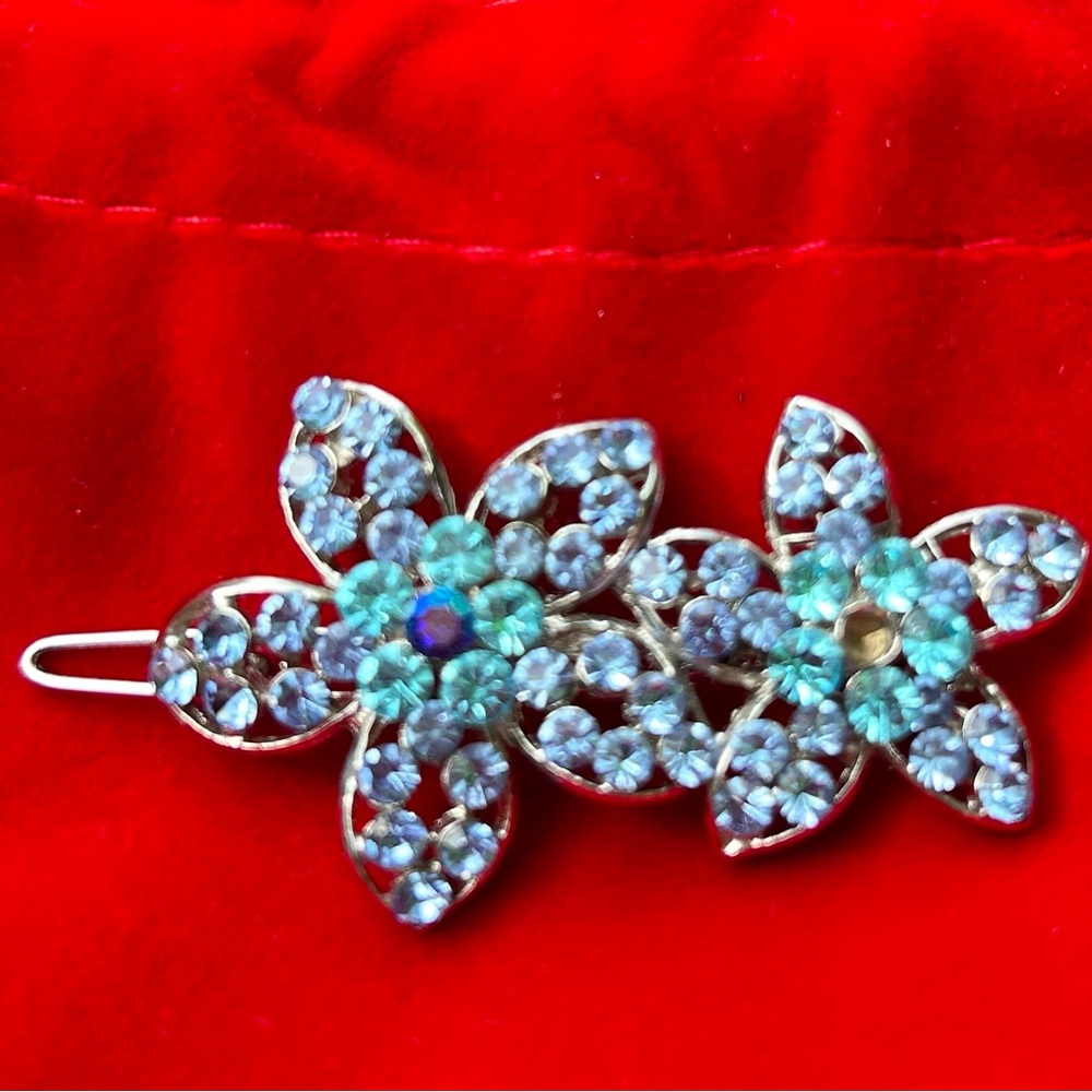 Vintage bejeweled flower barrette